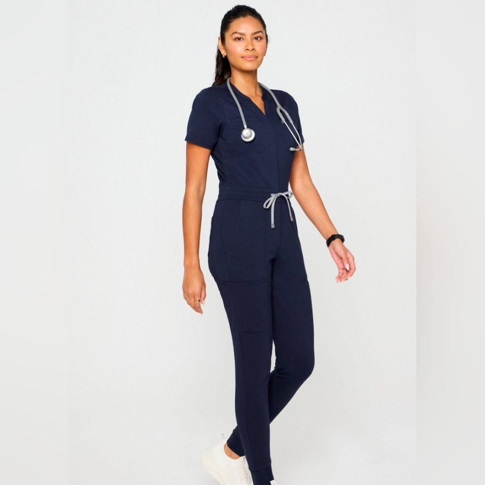 Fabletics Navy Blue StretchTech Empower Scrub Jumpsuit Jogger Size Small